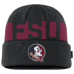 Nike Men's FSU Seminole Logo Utility Gameday Cuffed Knit Beanie - Black