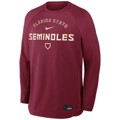 Nike Men's Florida State Seminoles Homeplate Design Mid Weight Baseball Long Sleeve Crew - Garnet