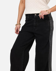 Adidas Women's Denim 3-Stripes Track Pants True Black Denim