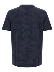 Fendi Logo-Embroidered Cotton Piqué T-Shirt — Navy