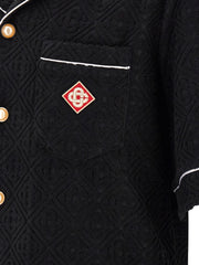 Casablanca Cotton Terrycloth Monogram Shirt — Black