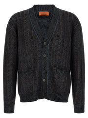 Missoni Chevron-Textured Viscose Wool Cardigan — Black