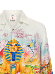 Casablanca Egypt As It Was Print Silk Shirt — Multicolor