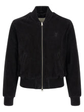 AMI Paris Goatskin Suede Bomber Jacket — Black