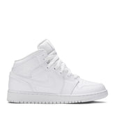 NIKE AIR JORDAN1 MID GS TRIPLE WHITE (NEW) (NEW)