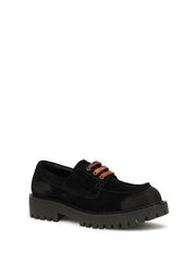 Prada Suede Lace-Up Lace-Up Loafer — Black