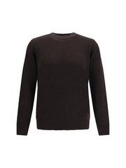Brooksfield Fleece Wool Crewneck Sweater — Brown