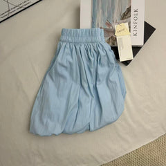 Blue A-Line Puffy Tulip Skort