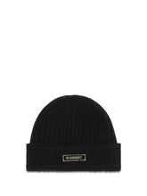 Burberry 8103340 Ribbed Merino Wool Beanie — Black