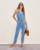 Bowen Cotton Cargo Jumpsuit - Blue