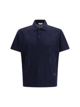 Burberry Check Wool Openwork Polo — Blue
