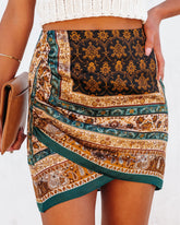Cairo Printed Mini Skirt - Teal