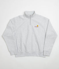 Carhartt Half Zip American Script Sweatshirt - Ash Heather