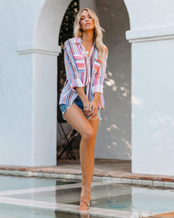 Carrigan Striped Button Down Top