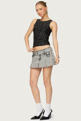Vintage Washed Denim Mini Skort