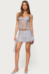 Kylie Beaded Flared Mini Skirt