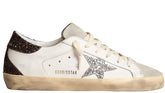 Golden Goose Super Star with silver star and brown glitter heel tab (Women’s)