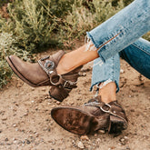 Cyberpunk-Style Buckle Ankle Boots