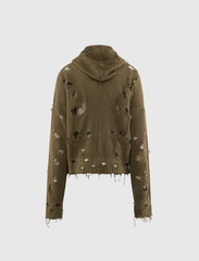 TC DESTROYED KNIT ZIP-UP HOODIE