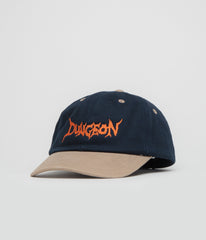 Dungeon Scrawl Logo Brushed Canvas Cap - Navy Taupe / Orange