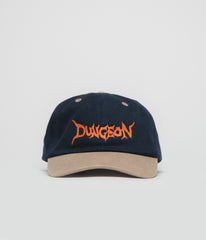 Dungeon Scrawl Logo Brushed Canvas Cap - Navy Taupe / Orange