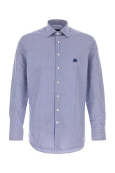 Etro Embroidered Poplin Shirt — Blue