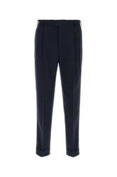 Pt Torino Cotton-Blend Tailored Trousers — Navy
