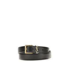 Saint Laurent YSL Logo Leather Belt — Black