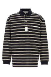 Bottega Veneta Striped Cotton Polo — Navy