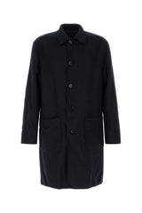 Etro Wool Blend Reversible Coat — Navy