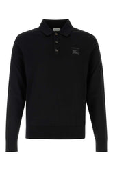 Burberry Wool Logo-Embroidered Polo — Black