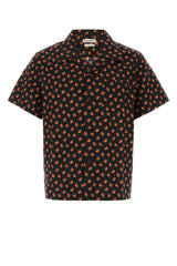 JW Anderson Floral-Print Poplin Shirt — Black