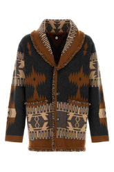 Alanui Jacquard Cardigan — Charcoal