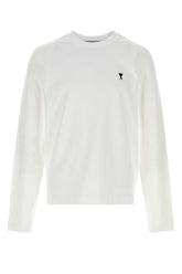 AMI Paris Logo-Embroidered T-shirt — White