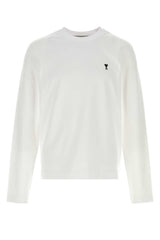AMI Paris Logo-Embroidered T-shirt — White