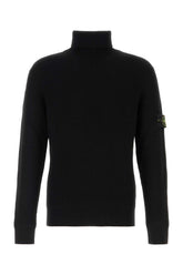 Stone Island Ribbed Virgin Wool Sweater — Black
