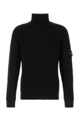 Stone Island Ribbed Virgin Wool Sweater — Black