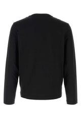 AMI Paris Logo-Embroidered Cotton T-Shirt — Black