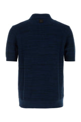 Etro Textured Cotton Polo — Navy