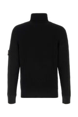 Stone Island Ribbed Virgin Wool Sweater — Black