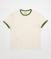 Mollusk Hemp Ringer T-Shirt - Natural / Rover Green