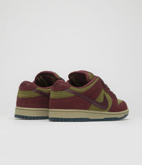 Nike SB Dunk Low Pro Shoes - Dark Team Red / Burgundy Crush - Olive Flak