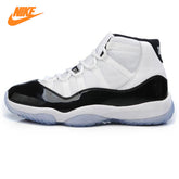 Nike AIR JORDAN 11 CONCORD GS Aj11 women's basketball shoes, white&black, shock absorption non-slip wear-resistant 378038 107
