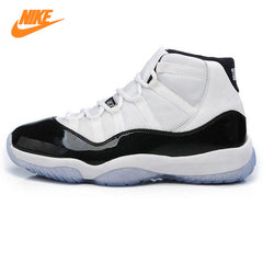 Nike AIR JORDAN 11 CONCORD GS Aj11 women's basketball shoes, white&black, shock absorption non-slip wear-resistant 378038 107
