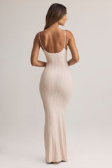 Modal Scoop-Neck Strappy Maxi Dress in Stripe Print