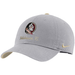 Nike Men's Seminole Logo Tallahassee FL Adjustable Club Structured Cap - Wolf Grey