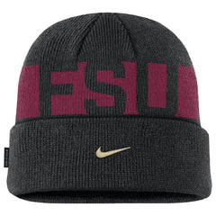Nike Men's FSU Seminole Logo Utility Gameday Cuffed Knit Beanie - Black