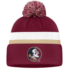 Nike Men's Seminole Logo/Seminoles Peak Campus Standard Cuff Pom Beanie - Garnet/White/Gold