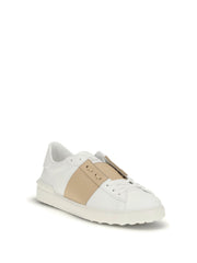 Valentino Garavani Calf Leather Colorblock Sneaker — White