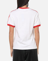 Adidas Women's 3 Stripe T-Shirt White/Red